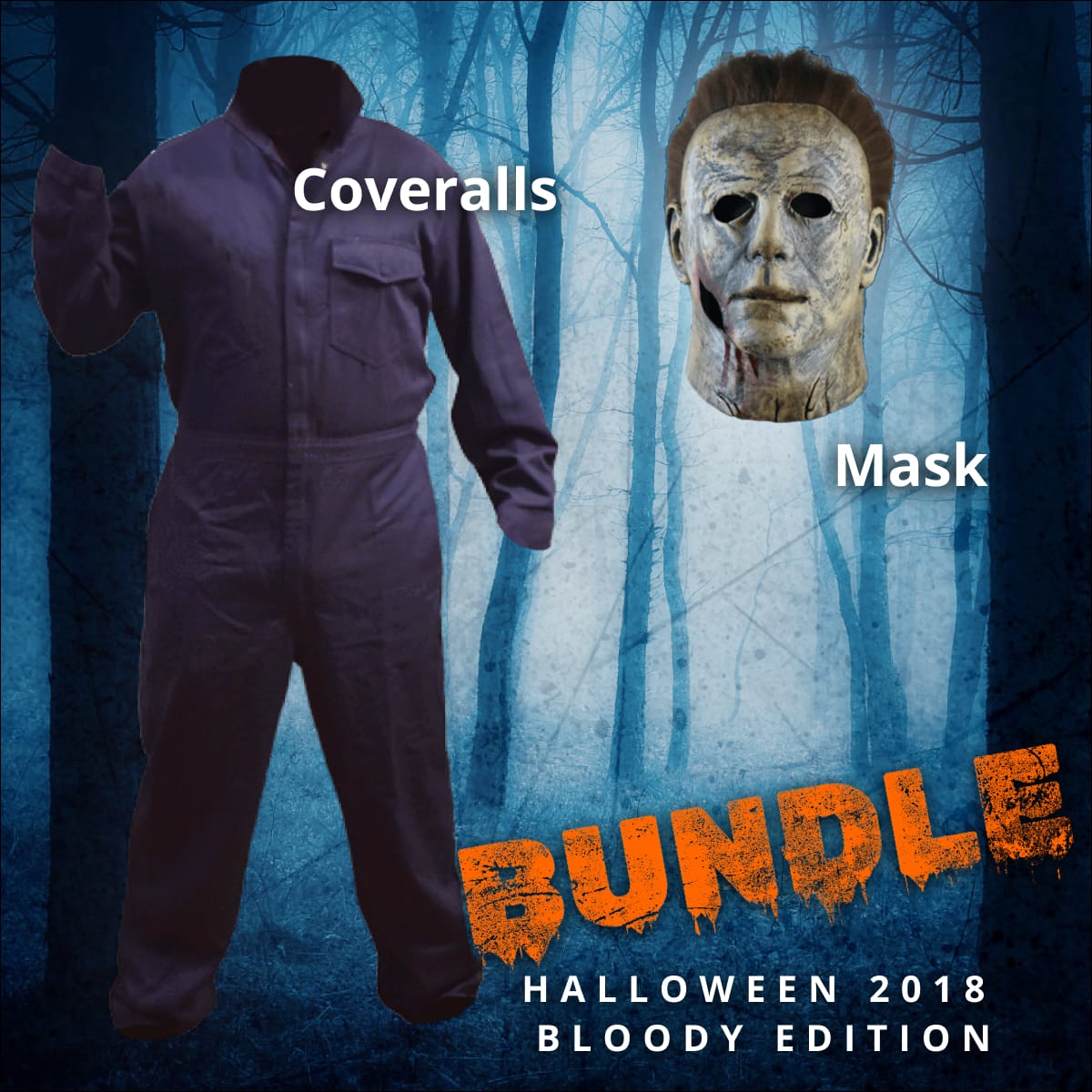 HALLOWEEN 2018 (Bloody Edition) | Michael Myers Full Costume Bundle (Adult) NO KNIFE