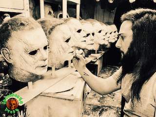 Jimmy Falco sculpting a Michael Myers mask for the HALLOWEEN franchise film