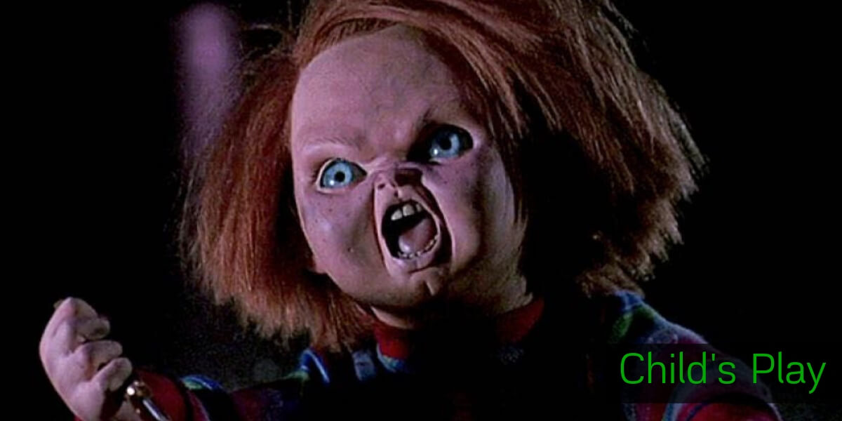 Child's Play movie poster with Chucky holding a voodoo knife