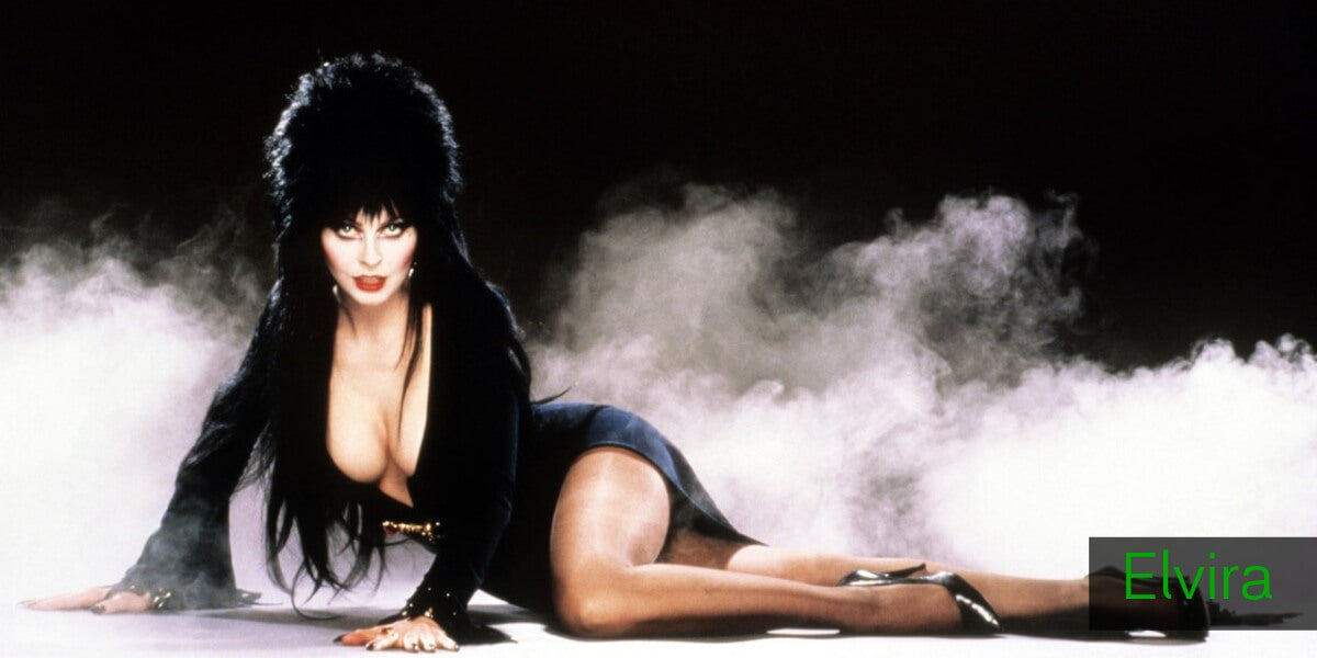 Elvira Mistress Of The Dark movie poster burning at the stake with dog watching
