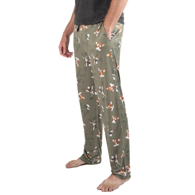 These are Gremlins sleep pants that are green and have Gizmo and Stripe on them