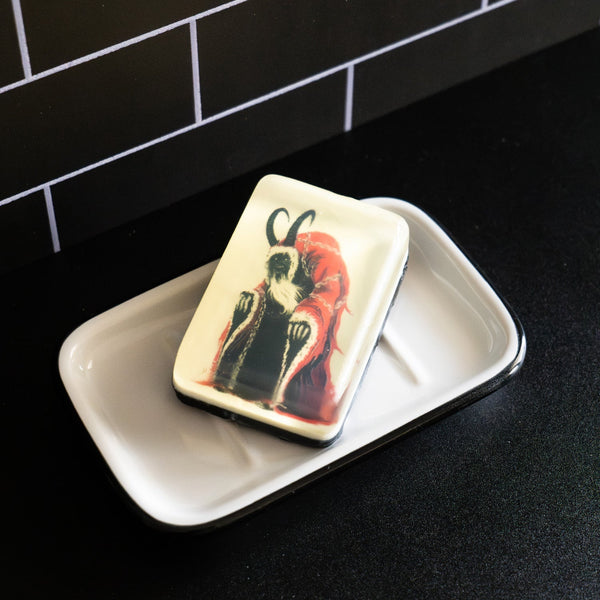 SFLE112 Classic Horror Shop krampus soap in dish
