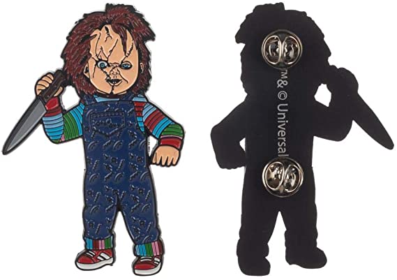 This is a Seed of Chucky pin and the back has two fasteners.