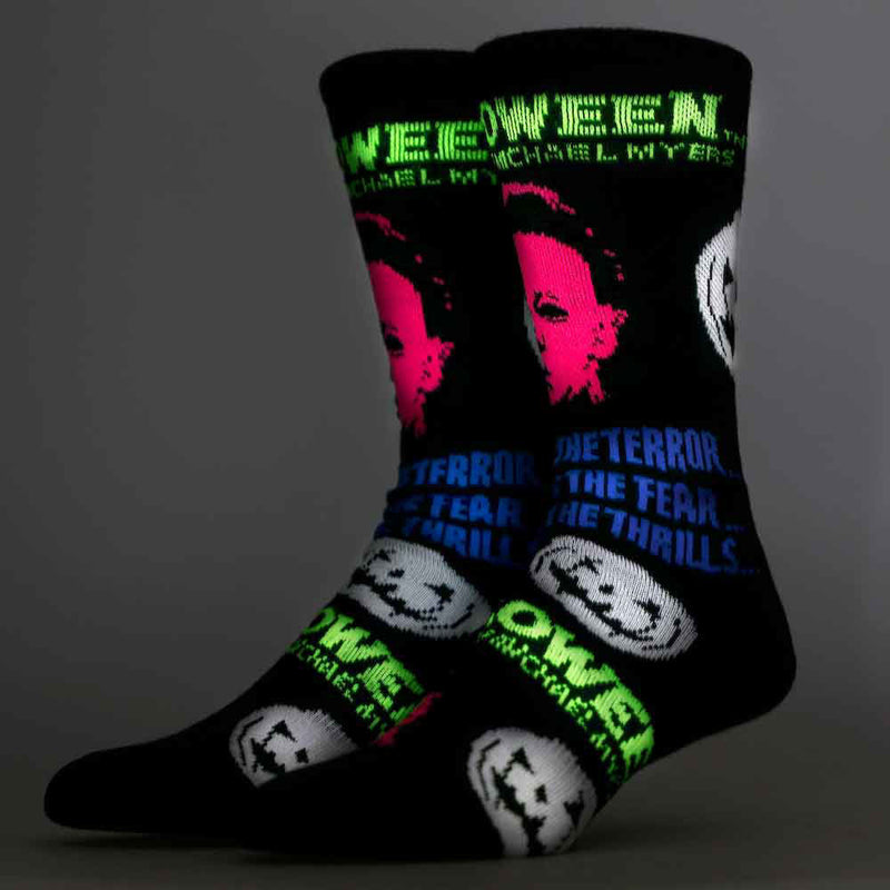 Classic Horror Shop Halloween Michael Myers Blacklight Crew Socks - CRM04QEMRXPP00