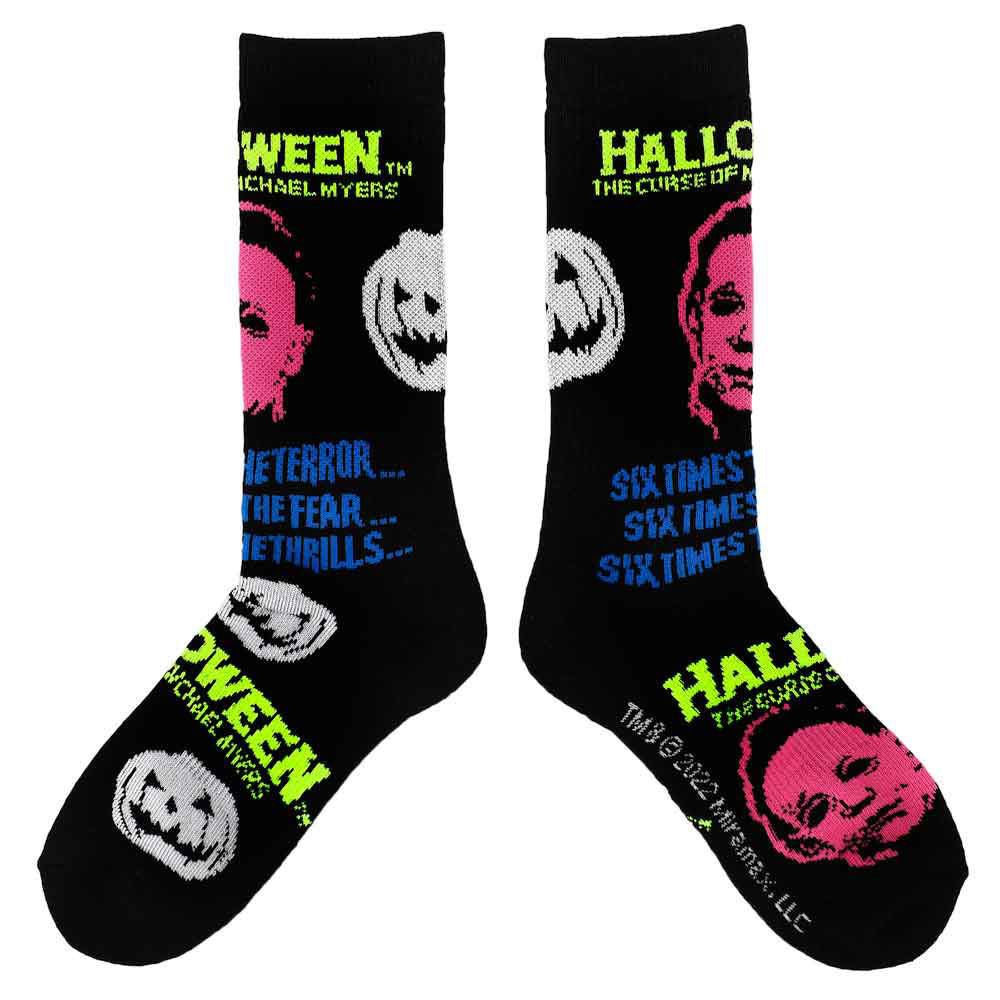 Classic Horror Shop Halloween Michael Myers Blacklight Crew Socks - CRM04QEMRXPP00