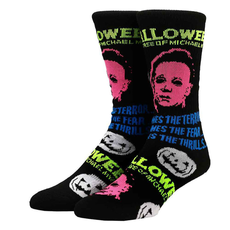 Classic Horror Shop Halloween Michael Myers Blacklight Crew Socks - CRM04QEMRXPP00