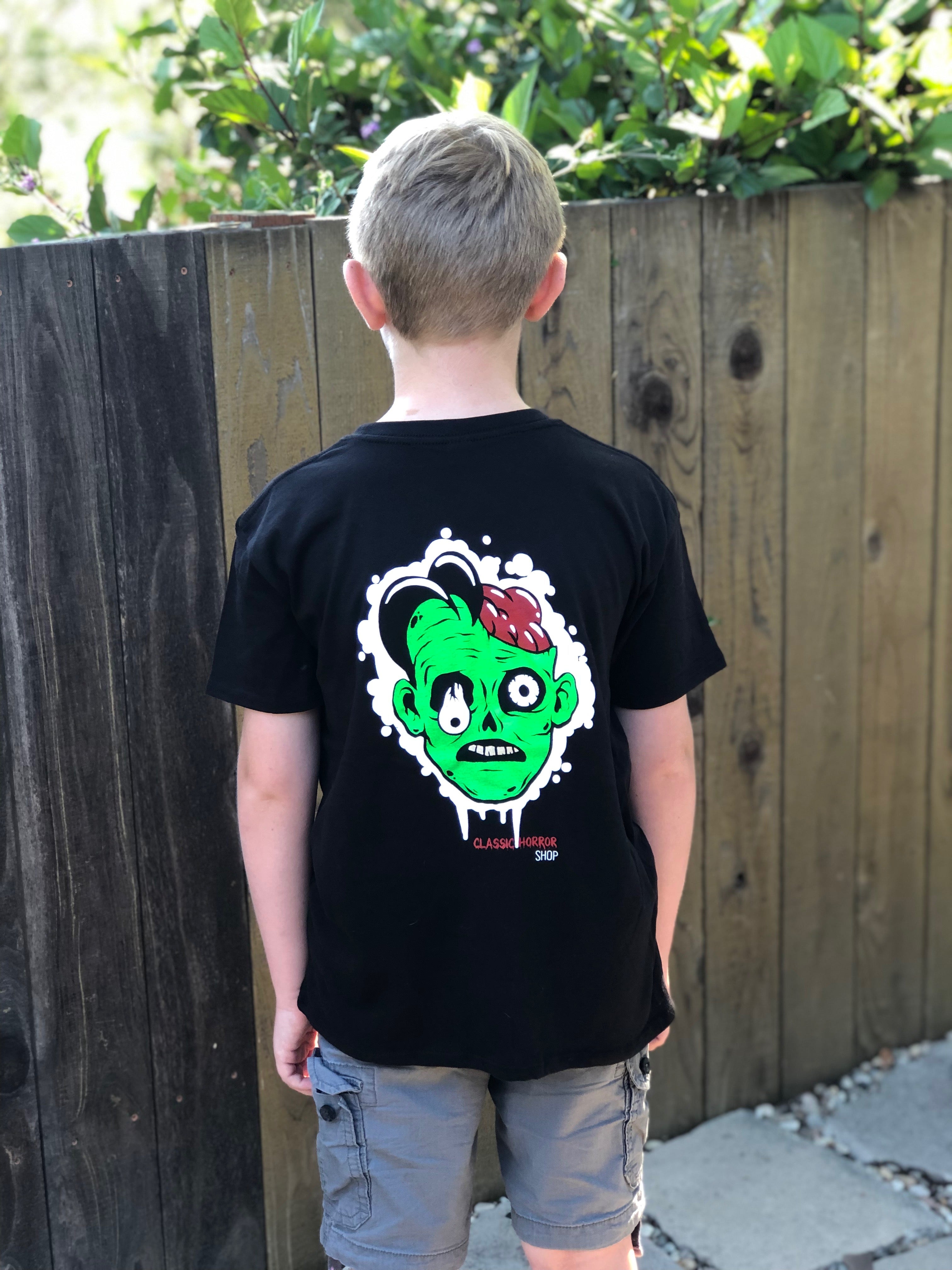 CLASSIC HORROR SHOP - Unisex Kid's T-Shirt - Logo On Back-Tshirt-2-Classic Horror Shop