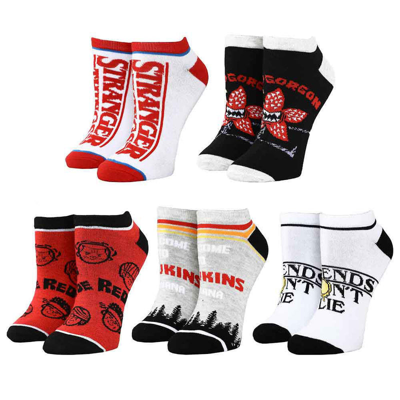 Classic Horror Shop Stranger Things Mixed Icons 5 Pair Ankle Socks ASF0ZYMNETPP00