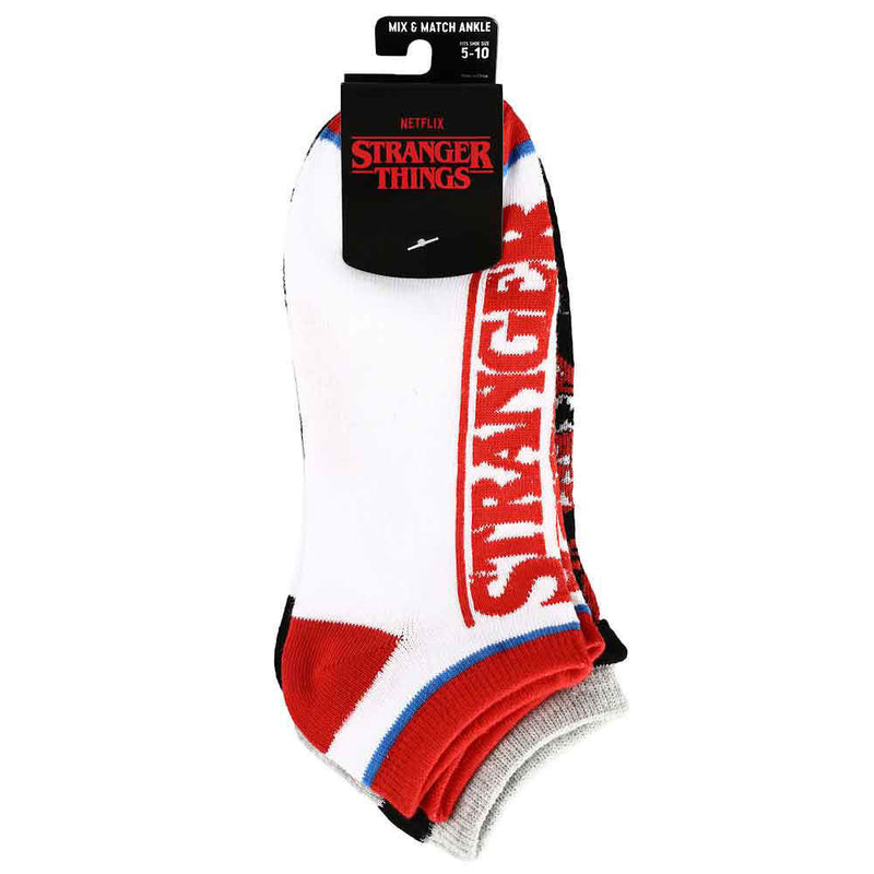 Classic Horror Shop Stranger Things Mixed Icons 5 Pair Ankle Socks ASF0ZYMNETPP00