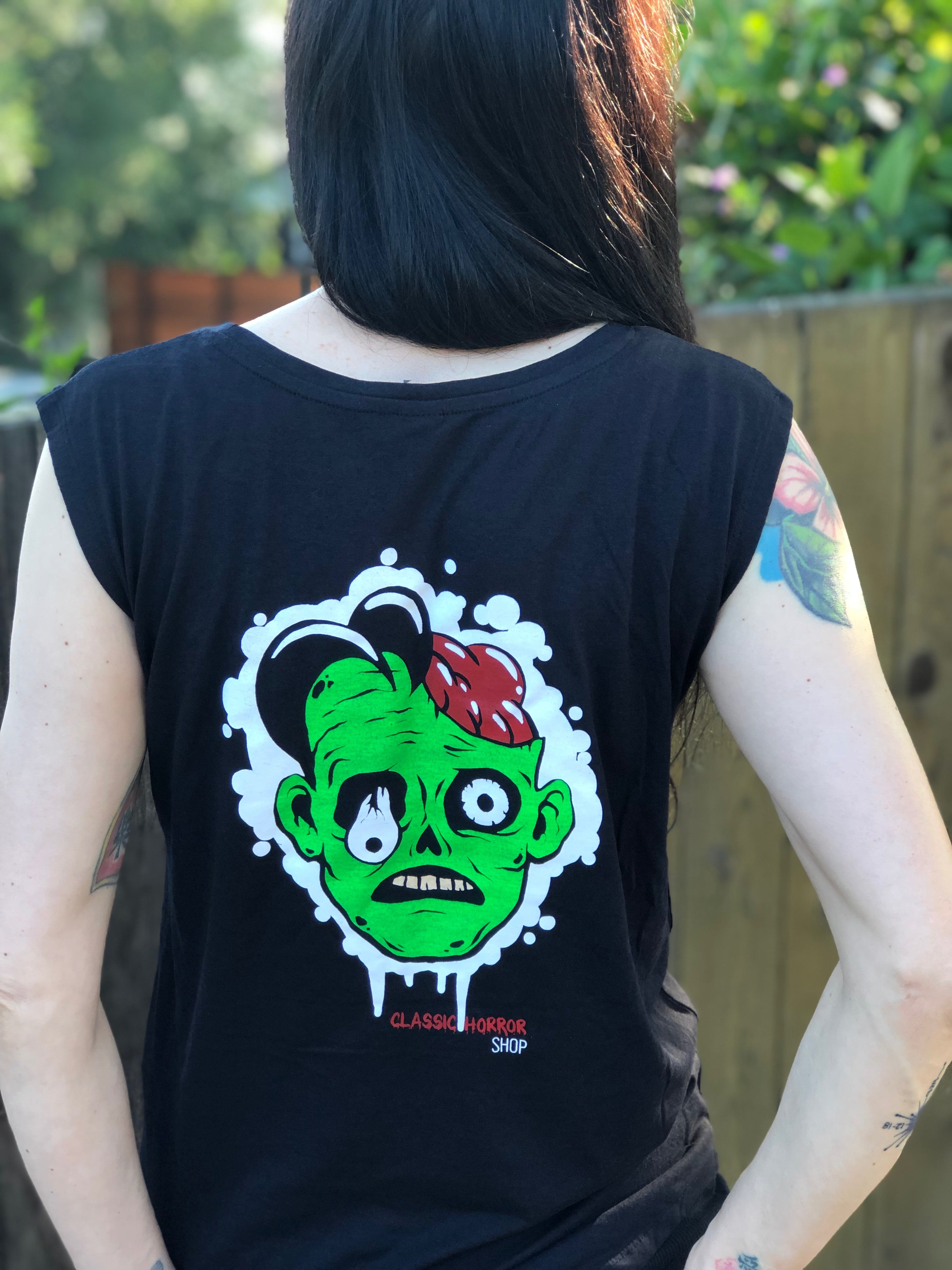 CLASSIC HORROR SHOP - Women's Sleeveless Shirt - Logo On Back-Tshirt-2-Classic Horror Shop