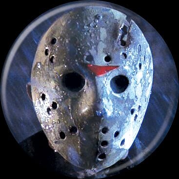 FRIDAY THE 13TH - Jason Mask On Blue Button-Button-1-84199-Classic Horror Shop