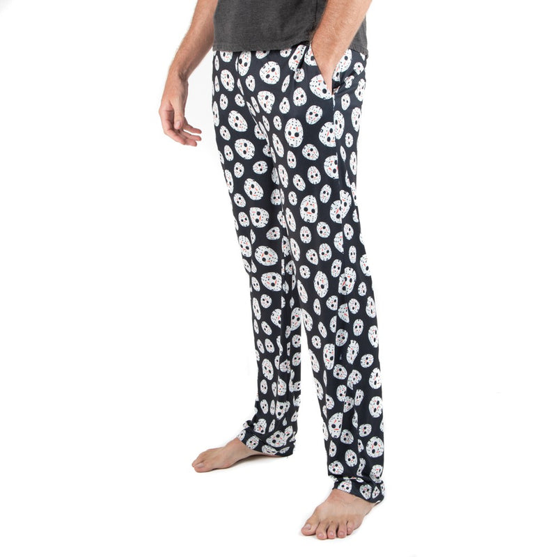 This is a Friday the 13th Jason Voorhees PJ sleep pant and they are black with white hockey masks and they have pockets.