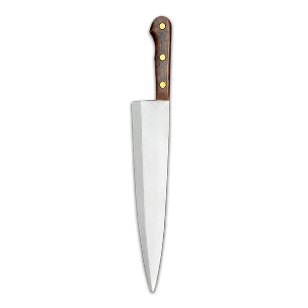 This is a Halloween 1978 Michael Myers Butcher Knife that is foam and has a silver blade and a brown handle.