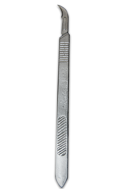 This is a Halloween 2 Michael Myers foam Scalpel that is silver and sharp on the end.