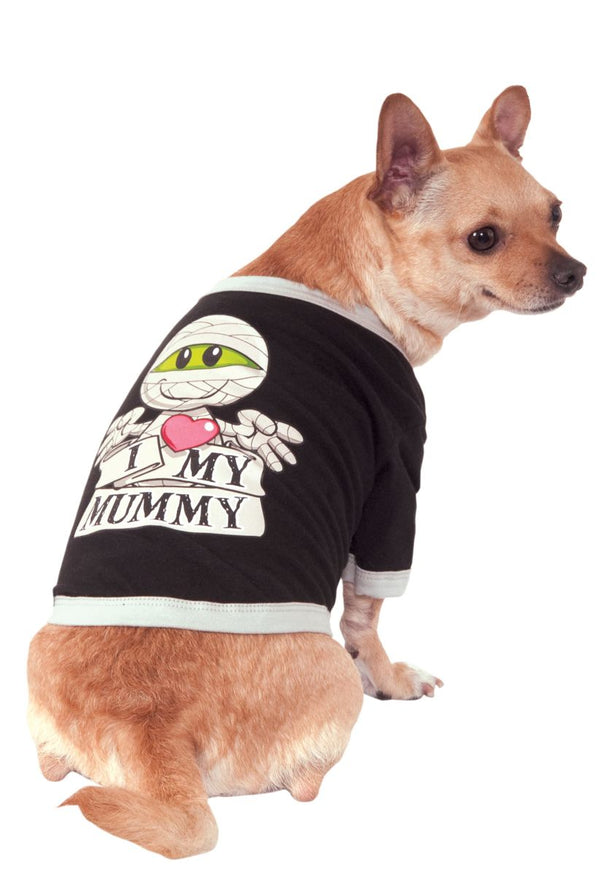 I Love My Mummy Pet T-shirt-Pet Costume-1-Classic Horror Shop
