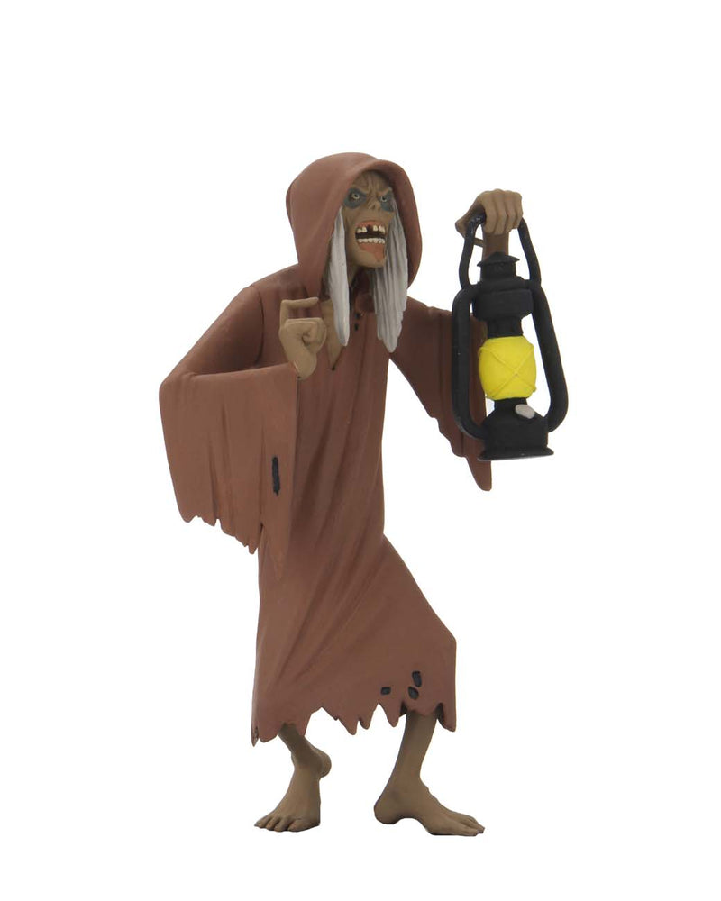 This is NECA Toony Terror Series 5 Creepshow Creep and he has on a brown nightgown, is barefoot and is holding a lantern.
