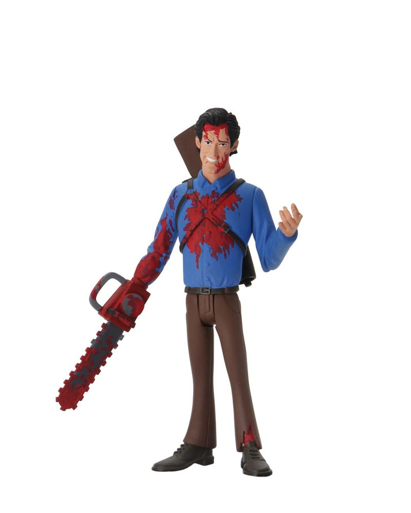 This is NECA Toony Terror Series 5 Evil Dead 2 Ash Williams and he has a bloody chainsaw.