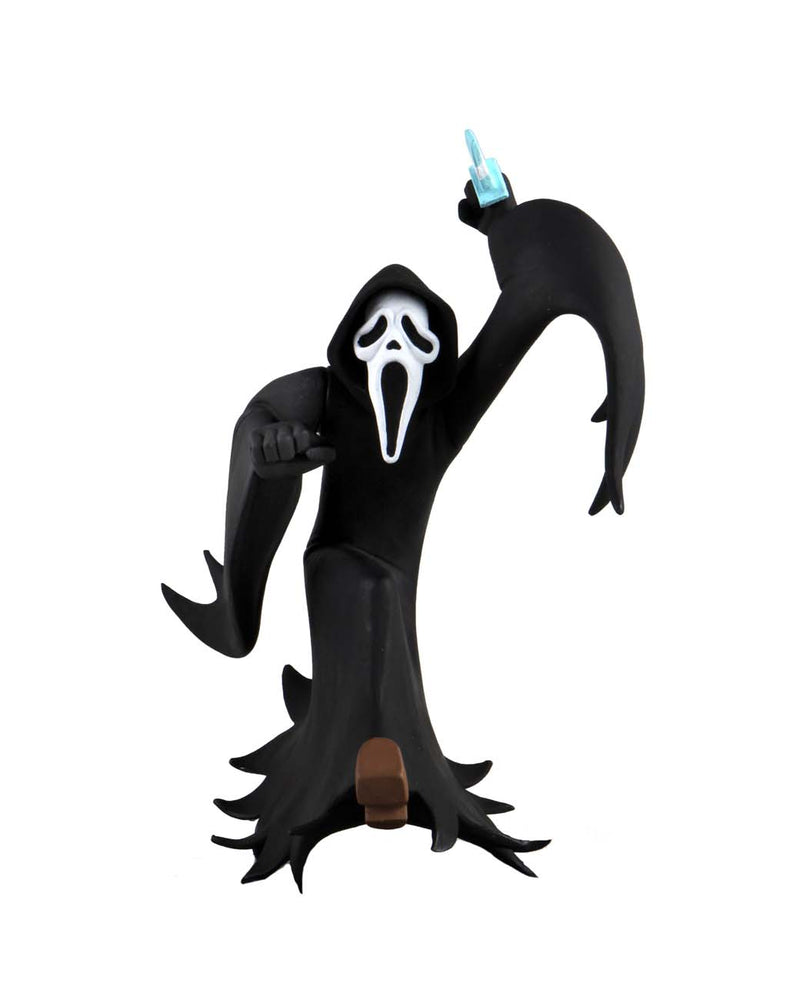 This is NECA Toony Terror Series 5 Scary Movie Ghostface and he has on a black robe and white mask.