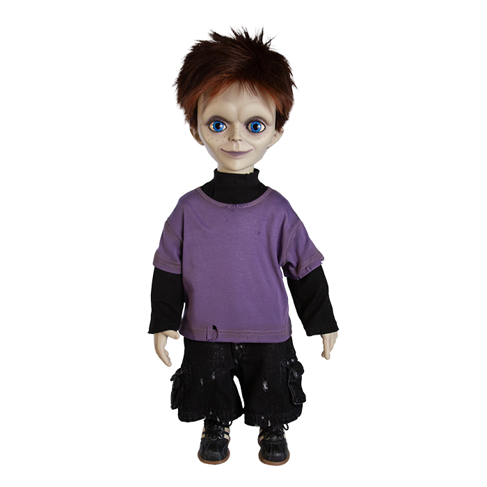 This is a Seed of Chucky Glen life size doll and he has brown hair.