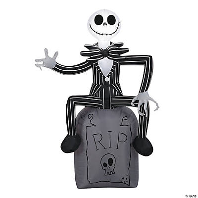 classic horror shop 42 blow up inflatable nightmare before christmas jack skellington on tombstone outdoor halloween yard decoration ss74039g