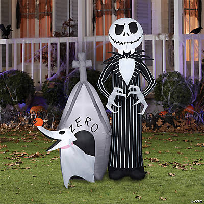 classic horror shop 60 Inch blow up inflatable nightmare before christmas jack skellington and zero with house outdoor halloween yard decoration 1 ss224416g
