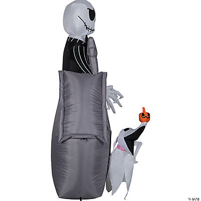 classic horror shop 60 Inch blow up inflatable nightmare before christmas jack skellington and zero with house outdoor halloween yard decoration 2 ss224416g