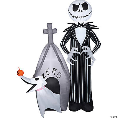classic horror shop 60 Inch blow up inflatable nightmare before christmas jack skellington and zero with house outdoor halloween yard decoration 3 ss224416g